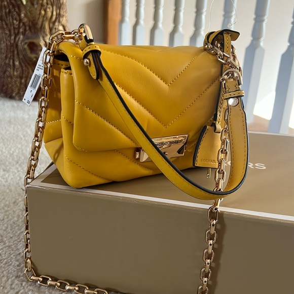 Michael Kors Handbags - MICHAEL YOU CECE CHAINS CROSSBODY LEATHER  NEW AUTHENTIC 7x5 GOLD HARDWARE